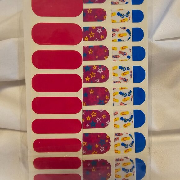 JAMBERRY NAIL WRAPS - Pink, Stars, Flip Flops, Blue - Picture 1 of 1